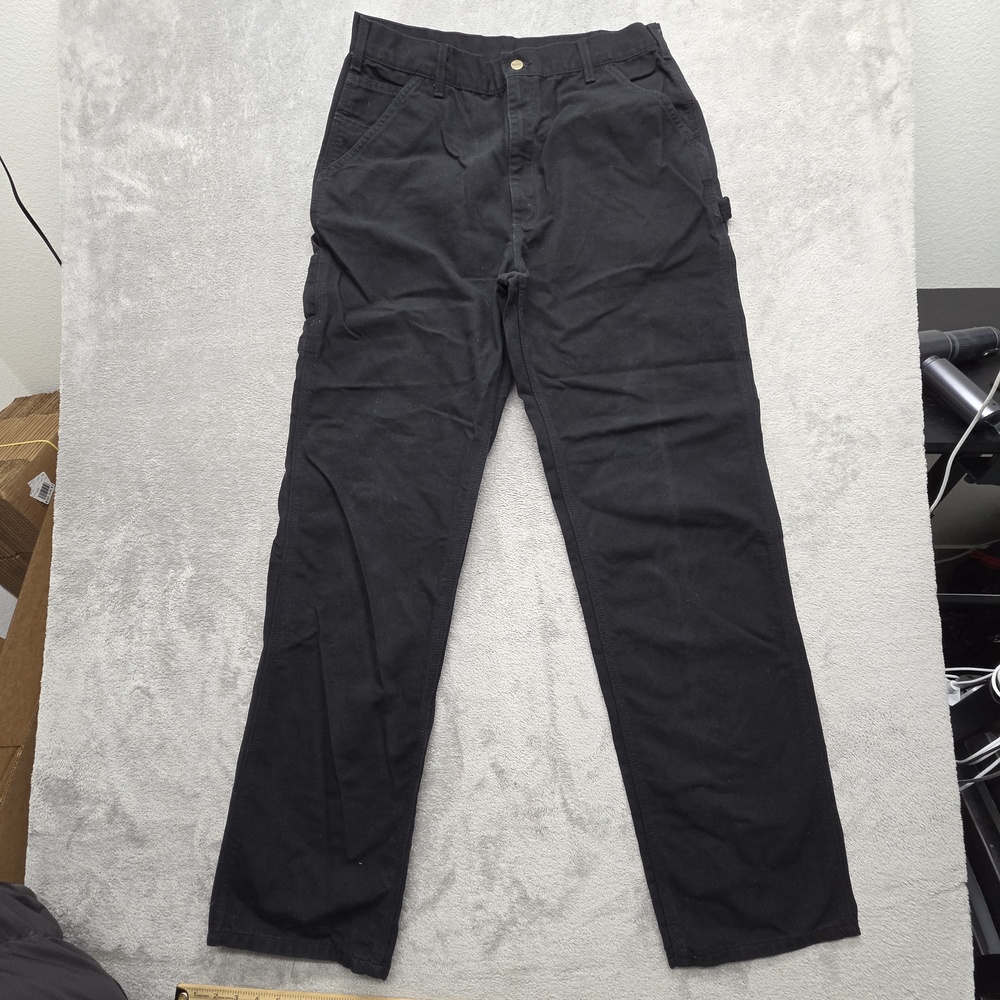 Carhartt Dungaree B11 Pants Mens Measured 34x36 Black Carpenter Workwear